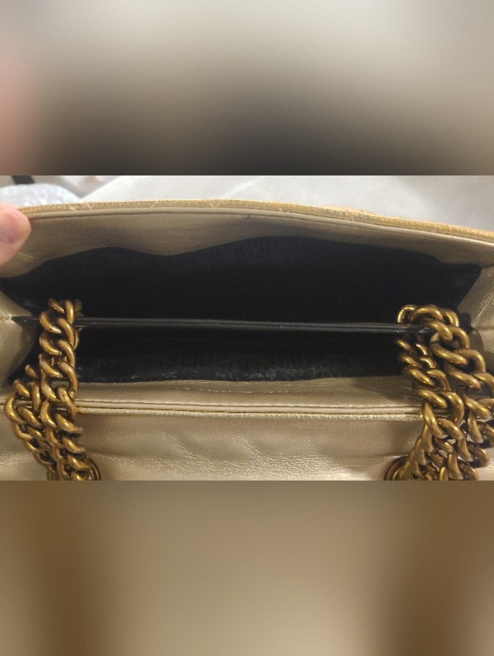 Authentic Kurt Geiger "the Brixton" Metallic Gold Quilted Leather Shoulder Bag - Picture 12 of 13